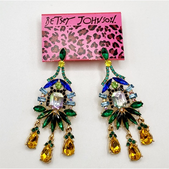 Statement Earrings by Betsey Johnson--Awesomet Multicolor Crystals & Rhinestones - Picture 1 of 5